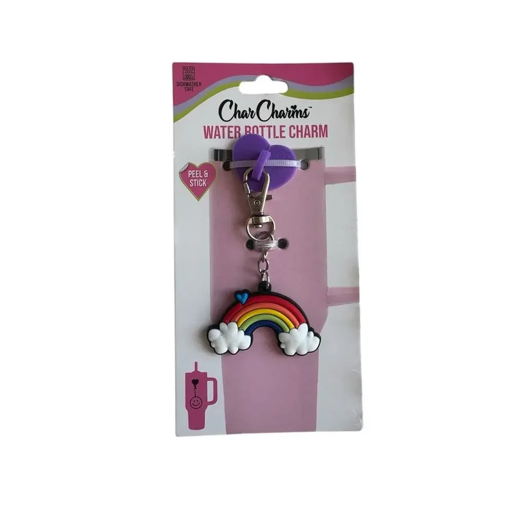 NEW CharCharms 40 oz. Colorful Tumbler Straws & Rainbow Charm Accessory Bundle